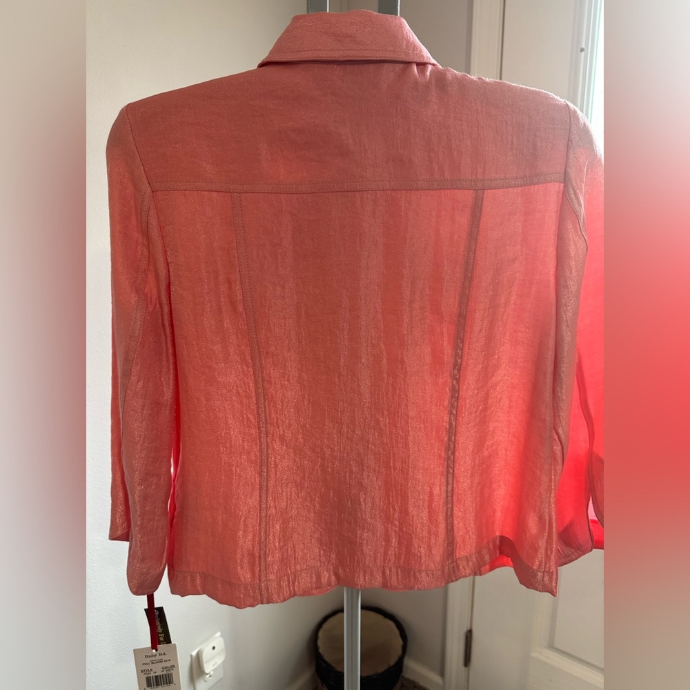 Ruby Rd. Coral Pink Jean Jacket - Picture 3 of 4